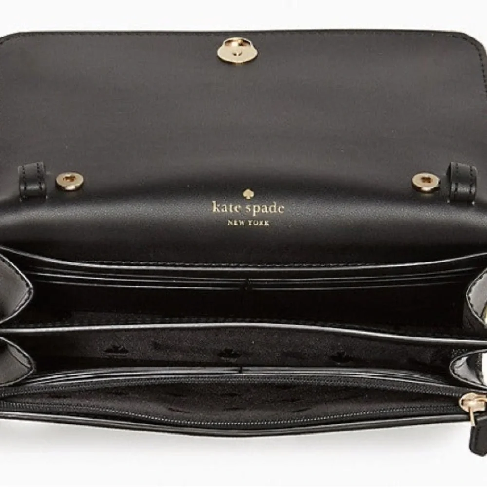 KATE SPADE NEW YORK DANA WALLET ON A STRING. Black PVC Nwt